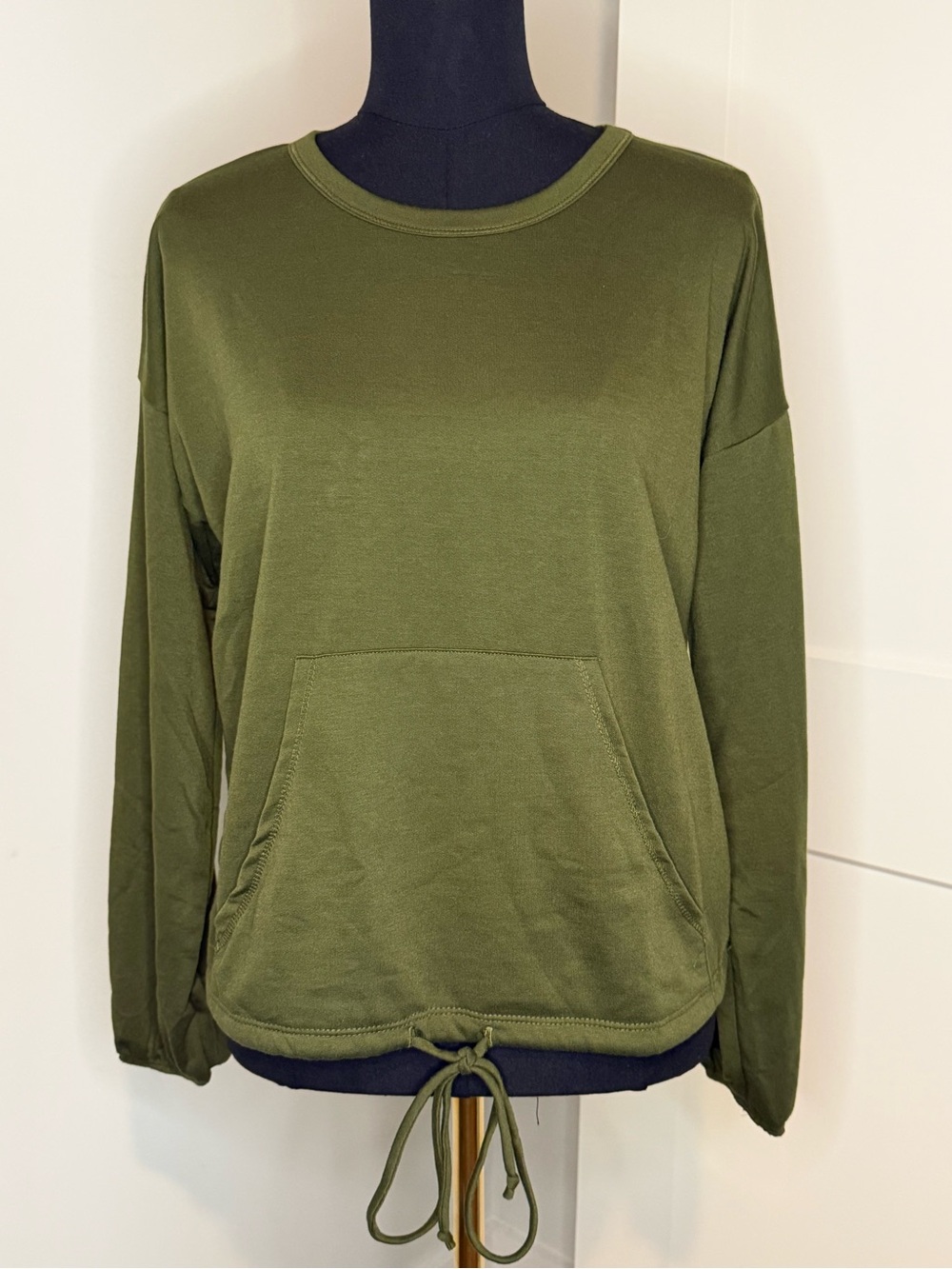 Agnes & Dora Olive Green Drawstring Blouson Pullover